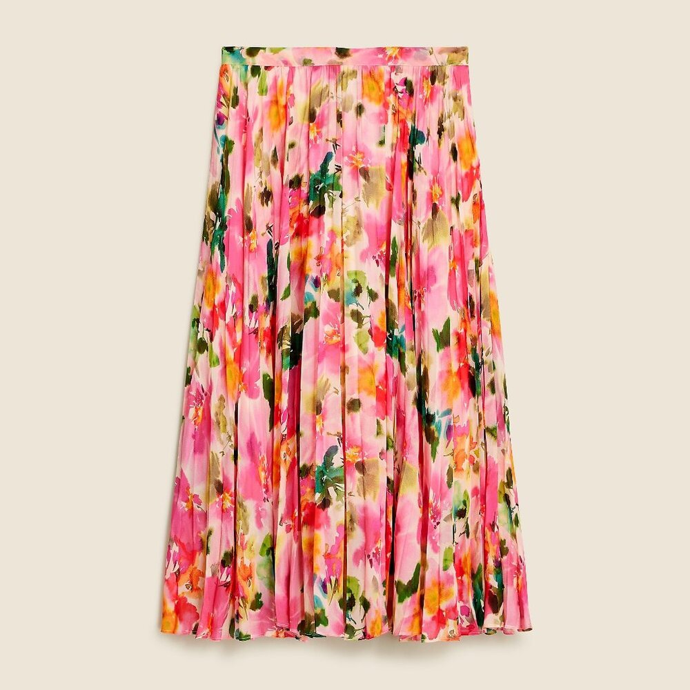 NWT J Crew Gwyneth Pleated Skirt in Floral Chiffon Size